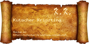 Kutscher Krisztina névjegykártya